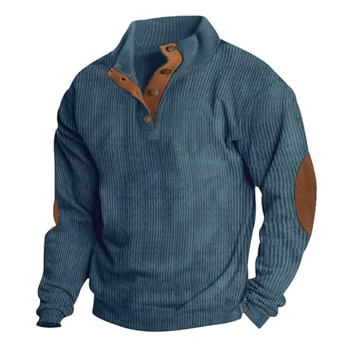 Aoouekul Cord Pullover Herren Winterpullover Warm Men's Sweatshirt Ohne Kapuze Männer Sweater Winter Arbeitspullover (DE/NL/SE/PL, Alphanumerisch, 3XL, Regular, Regular, Blau) von Aoouekul