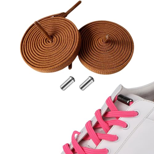 Aoouekul Elastische Schnürsenkel Ohne Binden Erwachsene Kinder Flexible Schnürsenkel Gummi Breit Bunt Sneakerly Shoe Laces Schnellschnürsystem Schuhbänder Gummischnürsenkel (Braun, 100cm) von Aoouekul