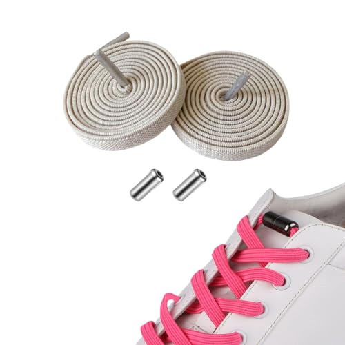 Aoouekul Elastische Schnürsenkel Ohne Binden Erwachsene Kinder Flexible Schnürsenkel Gummi Breit Bunt Sneakerly Shoe Laces Schnellschnürsystem Schuhbänder Gummischnürsenkel (Cremefarben, 100cm) von Aoouekul