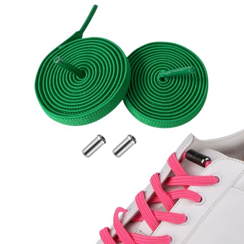 Aoouekul Elastische Schnürsenkel Ohne Binden Erwachsene Kinder Flexible Schnürsenkel Gummi Breit Bunt Sneakerly Shoe Laces Schnellschnürsystem Schuhbänder Gummischnürsenkel (Grün, 100cm) von Aoouekul