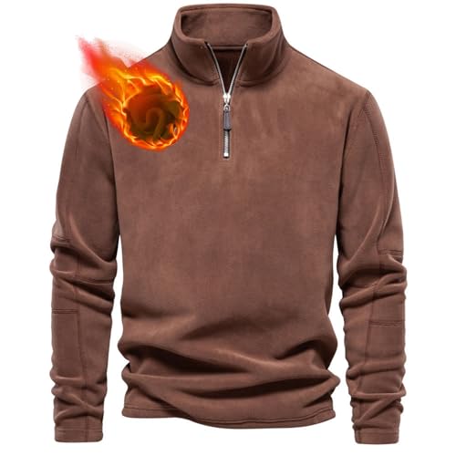 Aoouekul Herren Fleece Pullover Herbst Winter Microfleece Sweatshirt Warmes Half Zip Winterpullover Fleecepullover Männer (DE/NL/SE/PL, Alphanumerisch, L, Regular, Regular, Rot) von Aoouekul