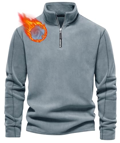 Aoouekul Herren Fleece Pullover Herbst Winter Microfleece Sweatshirt Warmes Half Zip Winterpullover Fleecepullover Männer (DE/NL/SE/PL, Alphanumerisch, S, Regular, Regular, Blau) von Aoouekul