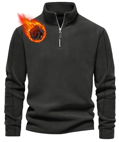 Aoouekul Herren Fleece Pullover Herbst Winter Microfleece Sweatshirt Warmes Half Zip Winterpullover Fleecepullover Männer (DE/NL/SE/PL, Alphanumerisch, XXL, Regular, Regular, Dunkelgrau) von Aoouekul