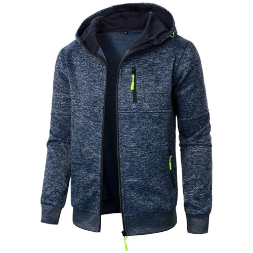 Aoouekul Herren Hoodie Sweatjacke Langarm Pullover Zip Kapuzenpullover Sweatshirts Mode Kapuzenjacke Männer Kapuzenpulli mit Reißverschluss Sport Style Casual (Marineblau,L) von Aoouekul