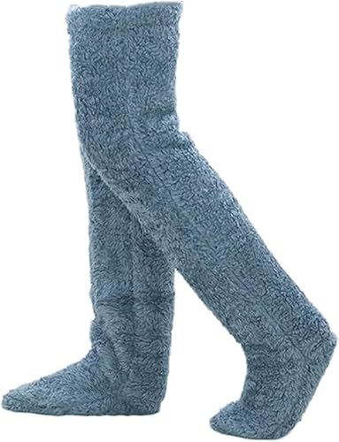 Aoouekul Kniestrümpfe Damen Winter Thermo Overknee Strümpfe Mädchen Lange Thigh Highs Overknees Strümpfe Wolle 39-42 Socken (Blau) von Aoouekul