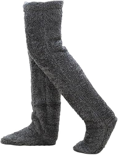 Aoouekul Kniestrümpfe Damen Winter Thermo Overknee Strümpfe Mädchen Lange Thigh Highs Overknees Strümpfe Wolle 39-42 Socken (Schwarz) von Aoouekul