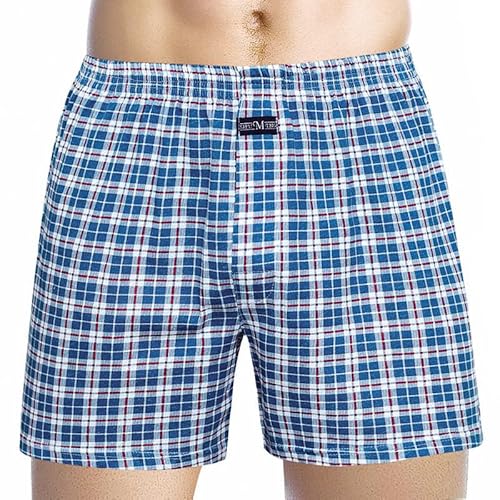 Aoouekul Schlafanzughose Herren Kurz Karierte Schlafshorts Kurze Pyjamahose Pyjama Hosen für Herren Pyjama Hose Schlafanzughosen (Blau-1, XL) von Aoouekul