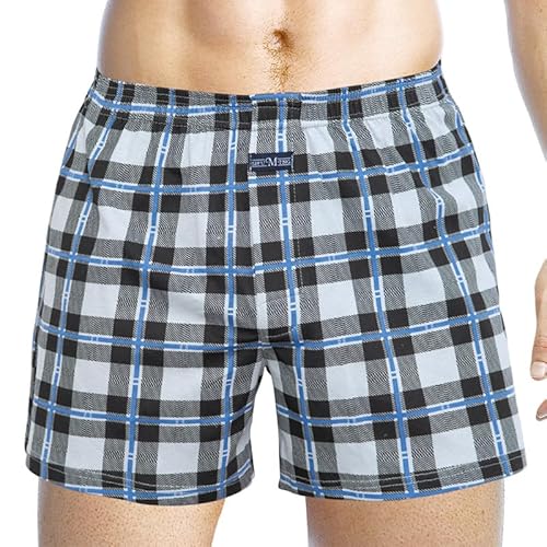 Aoouekul Schlafanzughose Herren Kurz Karierte Schlafshorts Kurze Pyjamahose Pyjama Hosen für Herren Pyjama Hose Schlafanzughosen (Hellblau, L) von Aoouekul