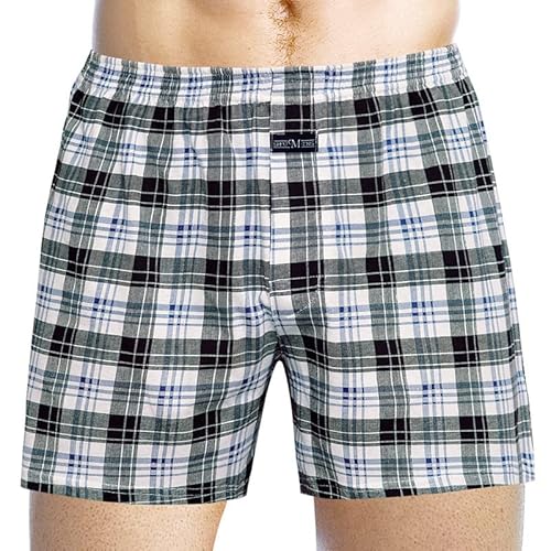 Aoouekul Schlafanzughose Herren Kurz Karierte Schlafshorts Kurze Pyjamahose Pyjama Hosen für Herren Pyjama Hose Schlafanzughosen (Hellgrau, L) von Aoouekul