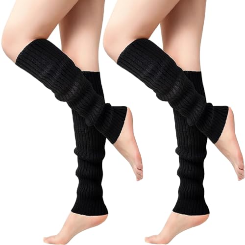 Aoouekul Stulpen Damen Wolle 2 Paar Leg Warmers Women Beinstulpen Legwarmers Beinlinge Beinwärmer für Damen Wadenwärmer (Schwarz) von Aoouekul