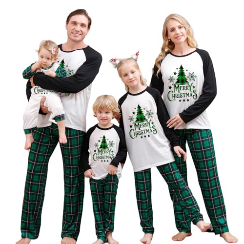 Aoouekul Weihnachtspyjama Familie Set Weihnachts Pyjama Damen Herren Kinder Baby Pet Christmas Schlafanzug Weihnachtsschlafanzug Couple (Weihnachten-3, 3-4Y, Children) von Aoouekul