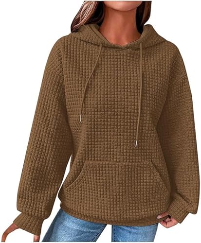 Hoodie Damen Kuschel One Piece Kapuzenpullover Japan Hoodie Waffelstrick Frauen Kapuzenpulli Kuschel Comfy Sweatshirts(Weiß) (DE/NL/SE/PL, Alphanumerisch, 3XL, Regular, Regular, Kaffee) von Aoouekul