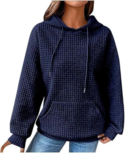 Hoodie Damen Kuschel One Piece Kapuzenpullover Japan Hoodie Waffelstrick Frauen Kapuzenpulli Kuschel Comfy Sweatshirts(Weiß) (DE/NL/SE/PL, Alphanumerisch, L, Regular, Regular, Blau) von Aoouekul