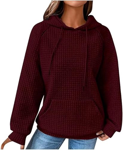 Hoodie Damen Kuschel One Piece Kapuzenpullover Japan Hoodie Waffelstrick Frauen Kapuzenpulli Kuschel Comfy Sweatshirts(Weiß) (DE/NL/SE/PL, Alphanumerisch, XL, Regular, Regular, Rot) von Aoouekul