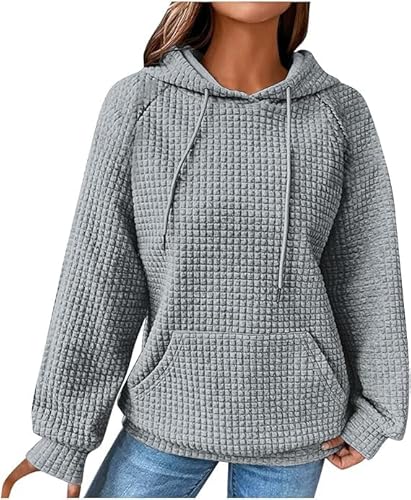 Hoodie Damen Kuschel One Piece Kapuzenpullover Japan Hoodie Waffelstrick Frauen Kapuzenpulli Kuschel Comfy Sweatshirts(Weiß) (DE/NL/SE/PL, Alphanumerisch, XXL, Regular, Regular, Grau) von Aoouekul