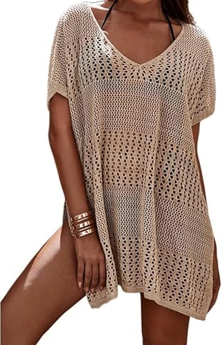 Aoracci Damen Gestrickte Strandkleid Bikini Cover-Ups Sommer Strandponcho Strandurlaub Badeanzug von Aoracci