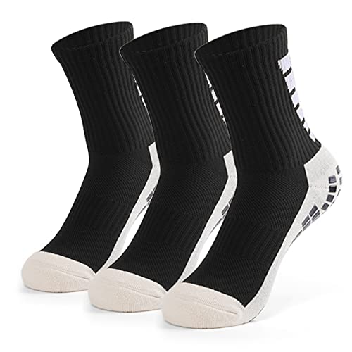Aoresac Fußball Socken Herren Damen Rutschfeste Sport Socken für Fußball Basketball Trekking Radfahren (Schwarz) von Aoresac