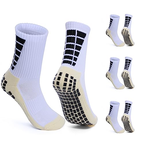 Aoresac Fußball Socken Herren Damen Rutschfeste Sport Socken für Fußball Basketball Trekking Radfahren (Weiß), 40 Kurz von Aoresac