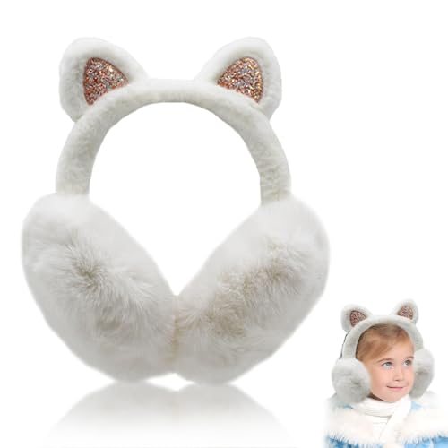 Aoreun Kinder Ohrenwärmer Winter aus Weichem, Süße Katzenohren Design Ohrenschützer Weiche Ohrenwärmer Winter Plüsch Mädchen Klassische Ohrschützer für Mädchen Dame Warm Halten von Aoreun