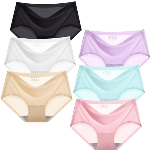 Aorine Nahtfreie Mädchenunterwäsche Unsichtbare Mädchenslips Atmungsaktive Eisseide Panties Hüftunterwäsche Für Kinder Von 8 Bis 16 Jahren 6er Set von Aorine