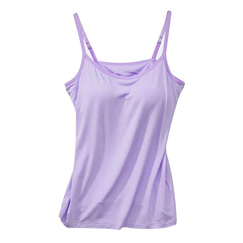 Aosbset Damen Weste Tank Top mit integriertem BH Sommer Damen Sport BH Spaghettiträger gepolstertes Leibchen Feuchtigkeitstransport von Aosbset