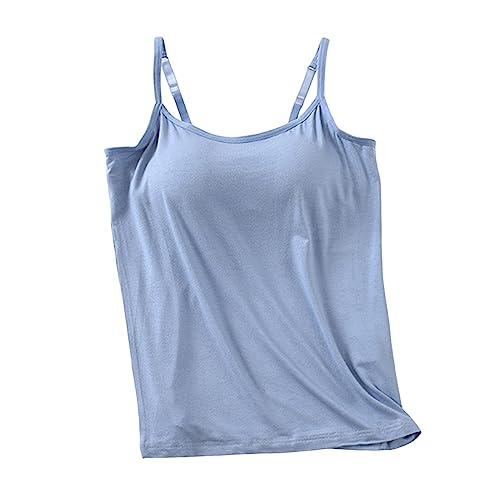 Aosbset Damen Weste Tanktop mit integriertem BH Ärmellos Slim Top Verstellbare Spaghettiträger Gepolstertes Top Bequeme Yoga Tanks Tops von Aosbset