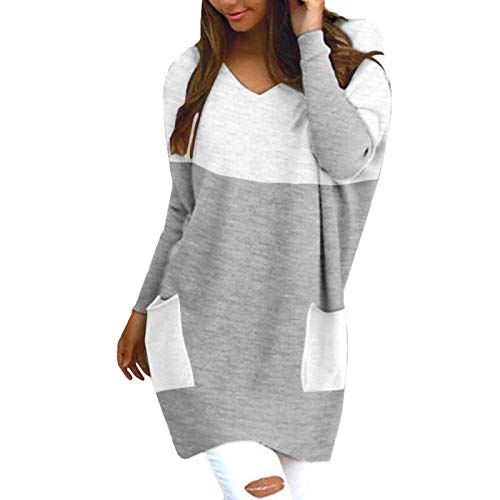 Aoseiens Hoodie Damen Lange Damen Sweatshirt Sweatkleid Pullover Sweatjacke Ohne Kapuze, V-Ausschnitt Langarm Tshirt Damen Pulli Locker Casual Oberteil Tops Teenager Mädchen Sweater für Damen von Aoseiens