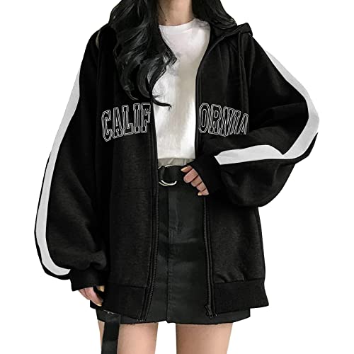 Aoseiens Hoodie Damen Oversize, Damen Sweatjacke Zip Up Hoodie Kapuzenpullover Langarm Herbst Winter Pullover Locker Oberteil Tops Klamotten Teenager Mädchen Streetwear mit Kapuze für Damen von Aoseiens