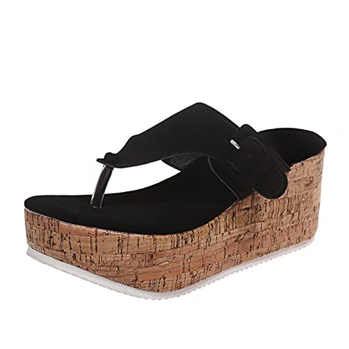 Aoseiens Latschen Damen Sommer Elegant Sommerschuhe Bequem Keilabsatz rutschfest Plateau Schuhe Orthopädische Sandalen Weiß Flipflopssandalen Zehentrenner Sandalen mit Fussbett Flip Flops Pantoletten von Aoseiens