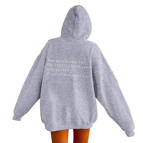 Dear Person Behind Me Hoodie Damen You Are Enough Pullover Sweatshirt Sweatjacke mit Kapuze Loker Herbst Winter Casual Oberteile Tops Teenager Mädchen Kawaii Oversize Langarmshirt von Aoseiens