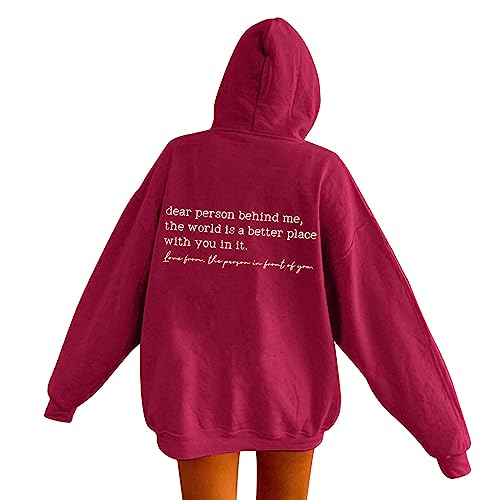 Dear Person Behind Me Hoodie Damen You Are Enough Pullover Sweatshirt Sweatjacke mit Kapuze Loker Herbst Winter Casual Oberteile Tops Teenager Mädchen Kawaii Oversize Langarmshirt von Aoseiens