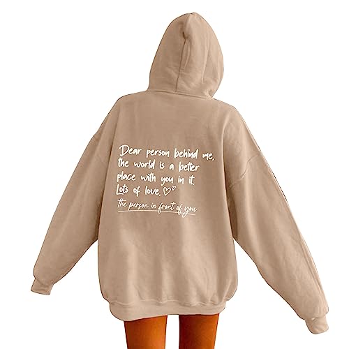 Dear Person Behind Me Hoodie Damen You Are Enough Pullover Sweatshirt Sweatjacke mit Kapuze Loker Herbst Winter Casual Oberteile Tops Teenager Mädchen Kawaii Oversize Langarmshirt von Aoseiens