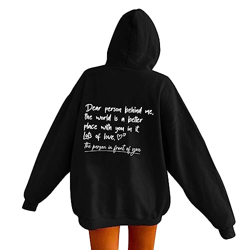 Dear Person Behind Me Hoodie Damen You Are Enough Pullover Sweatshirt Sweatjacke mit Kapuze Loker Herbst Winter Casual Oberteile Tops Teenager Mädchen Kawaii Oversize Langarmshirt von Aoseiens