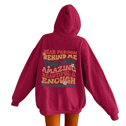 Dear Person Behind Me Hoodie Shirt Damen You Are Enough Langarm Hoodies Kawaii Preppy Kleidung Langarm Sweatshirt Tops Foto Pullover von Aoseiens