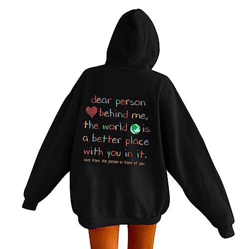 Dear Person Behind Me Hoodie Shirt Damen You Are Enough Langarm Hoodies Kawaii Preppy Kleidung Langarm Sweatshirt Tops Foto Pullover von Aoseiens