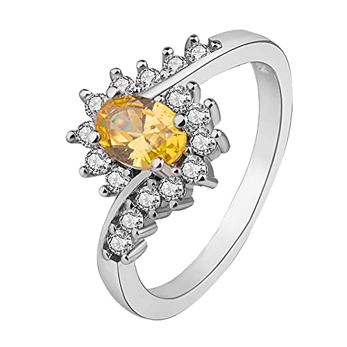 Ovaler Blauer Edelstein-Ring für Frauen Modeschmuck beliebte Accessoires Wachs Ringe (Yellow #1, 7) von Aoseiens
