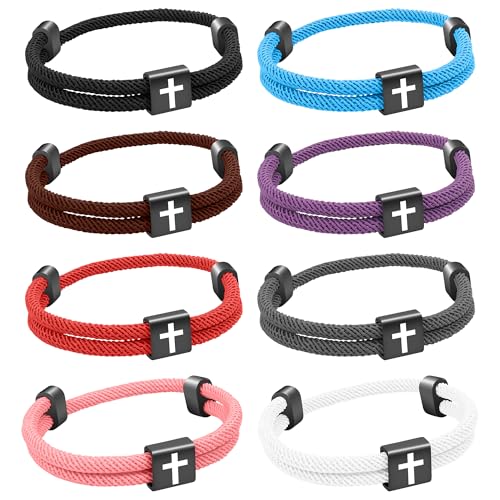 8 Stück christliches Jesus Kreuzarmband geflochtener Kordel für Männer und Frauen, maritimes Surf-Strandarmband-Geschenkset für Sportler, handgefertigtes gewebtes Armband mit verstellbarem 8 Farben 8 Stück christliches Jesus Kreuzarmband geflochtener Kordel für Männer und Frauen, maritimes Surf-Strandarmband-Geschenkset für Sportler, handgefertigtes gewebtes Armband mit verstellbarem 8 Farben von Aospkle