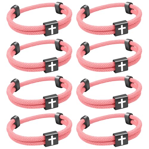 8 Stück christliches Jesus Kreuzarmband aus geflochtener Kordel für Männer und Frauen, maritimes Surf-Strandarmband-Geschenkset für Sportler, handgefertigtes gewebtes Armband mit verstellbarem Rosa 8 Stück christliches Jesus Kreuzarmband aus geflochtener Kordel für Männer und Frauen, maritimes Surf-Strandarmband-Geschenkset für Sportler, handgefertigtes gewebtes Armband mit verstellbarem Rosa von Aospkle
