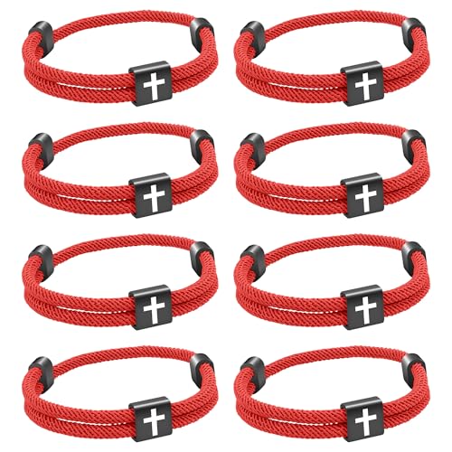 8 Stück christliches Jesus Kreuzarmband aus geflochtener Kordel für Männer und Frauen, maritimes Surf-Strandarmband-Geschenkset für Sportler, handgefertigtes gewebtes Armband mit verstellbarem Rot 8 Stück christliches Jesus Kreuzarmband aus geflochtener Kordel für Männer und Frauen, maritimes Surf-Strandarmband-Geschenkset für Sportler, handgefertigtes gewebtes Armband mit verstellbarem Rot von Aospkle