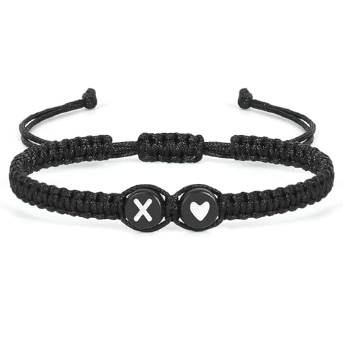 Aospkle Anfangsbuchstaben-Armband für Frauen Männer Teenager Mädchen, Alphabet handgefertigt schwarz einstellbar Geflecht Seil Herz Armband, Schmuck Geschenke für Tochter Muttertag Mama Schwester X Aospkle Anfangsbuchstaben-Armband für Frauen Männer Teenager Mädchen, Alphabet handgefertigt schwarz einstellbar Geflecht Seil Herz Armband, Schmuck Geschenke für Tochter Muttertag Mama Schwester X von Aospkle