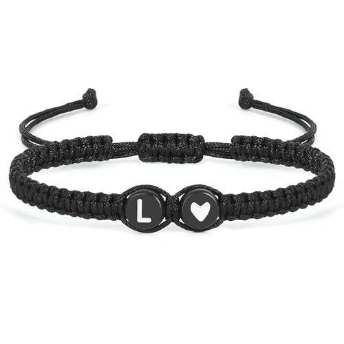Aospkle Anfangsbuchstaben-Armband für Frauen Männer Teenager Mädchen, Alphabet handgefertigt schwarz einstellbar Geflecht Seil Herz Armband, Schmuck Geschenke für Tochter Muttertag Mama Schwester L Aospkle Anfangsbuchstaben-Armband für Frauen Männer Teenager Mädchen, Alphabet handgefertigt schwarz einstellbar Geflecht Seil Herz Armband, Schmuck Geschenke für Tochter Muttertag Mama Schwester L von Aospkle