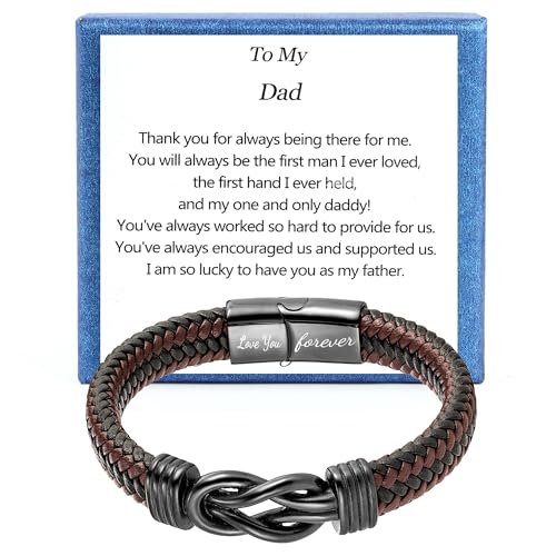 Lederarmband Herren Armband für Herren mit 'I Love You Forever' Gravur - Edelstahl Armband Geschenk für Ehemann, Bruder, Papa, Sohn, Freund- Weihnachtsgeschenk, Vatertagsgeschenkfor Papa 23 CM Lederarmband Herren Armband für Herren mit 'I Love You Forever' Gravur - Edelstahl Armband Geschenk für Ehemann, Bruder, Papa, Sohn, Freund- Weihnachtsgeschenk, Vatertagsgeschenkfor Papa 23 CM von Aospkle