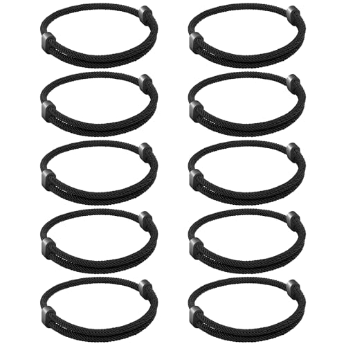 Geflochtenes Seil-Armband für Männer und Frauen, nautisches Strand-Surf-Armbänder, Geschenk-Set für Sport, handgefertigte gewebte Schnurarmbänder mit verstellbarem Knoten, 10 Stück, 5-10inch, Kein von Aospkle
