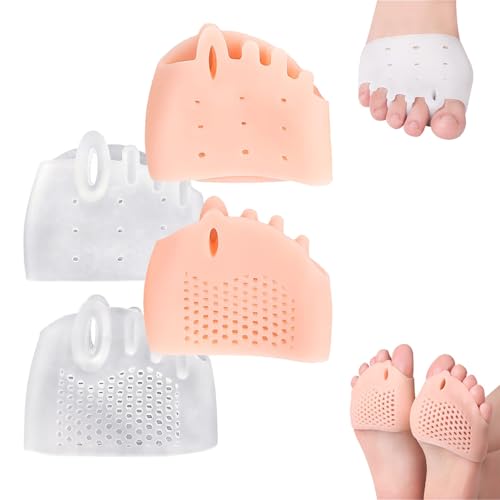 Hyggear Zehentrenner Aus Silikon for Damen Und Herren, Ballenzehen-Korrekturkissen, Atmungsaktive Und Weiche Gel-Zehentrenner for überlappende Zehen, Fußkorrektur(Skin*1+transparent*1) von Aosrioylt