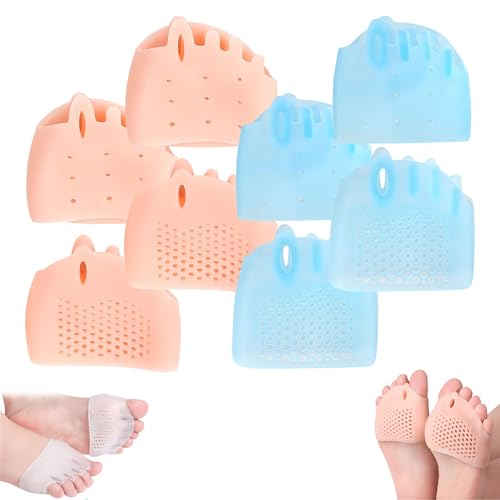 Hyggear Zehentrenner Aus Silikon for Damen Und Herren, Ballenzehen-Korrekturkissen, Atmungsaktive Und Weiche Gel-Zehentrenner for überlappende Zehen, Fußkorrektur(Skin*2+blue*2) von Aosrioylt