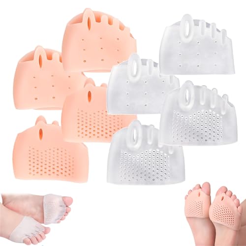 Hyggear Zehentrenner Aus Silikon for Damen Und Herren, Ballenzehen-Korrekturkissen, Atmungsaktive Und Weiche Gel-Zehentrenner for überlappende Zehen, Fußkorrektur(Skin*2+transparent*2) von Aosrioylt