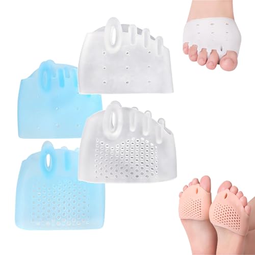 Hyggear Zehentrenner Aus Silikon for Damen Und Herren, Ballenzehen-Korrekturkissen, Atmungsaktive Und Weiche Gel-Zehentrenner for überlappende Zehen, Fußkorrektur(Transparent*1+blue*1) von Aosrioylt