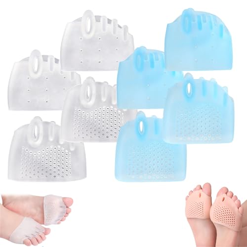 Hyggear Zehentrenner Aus Silikon for Damen Und Herren, Ballenzehen-Korrekturkissen, Atmungsaktive Und Weiche Gel-Zehentrenner for überlappende Zehen, Fußkorrektur(Transparent*2+blue*2) von Aosrioylt