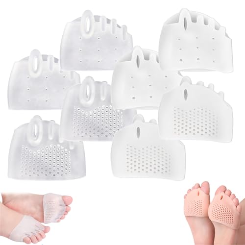 Hyggear Zehentrenner Aus Silikon for Damen Und Herren, Ballenzehen-Korrekturkissen, Atmungsaktive Und Weiche Gel-Zehentrenner for überlappende Zehen, Fußkorrektur(Transparent*2+white*2) von Aosrioylt