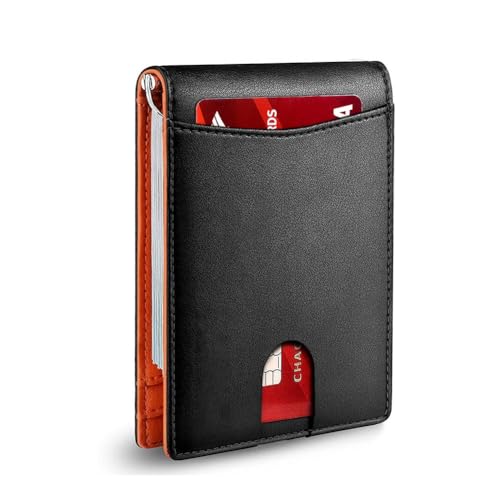 Men's Slim Wallet With RFID Blocking, Leather Money Clip Mens Wallet - RFID Blocking Front Pocket Bifold Wallets - Thin Credit Card Holder, Minimalist Leather Wallets Front Pocket with ID Window(Plain von Aosrioylt